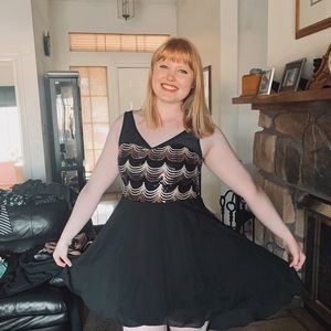 Gold and black high low dress